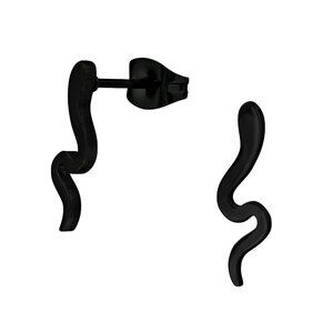 Stainless Steel Black Snake Stud Earrings